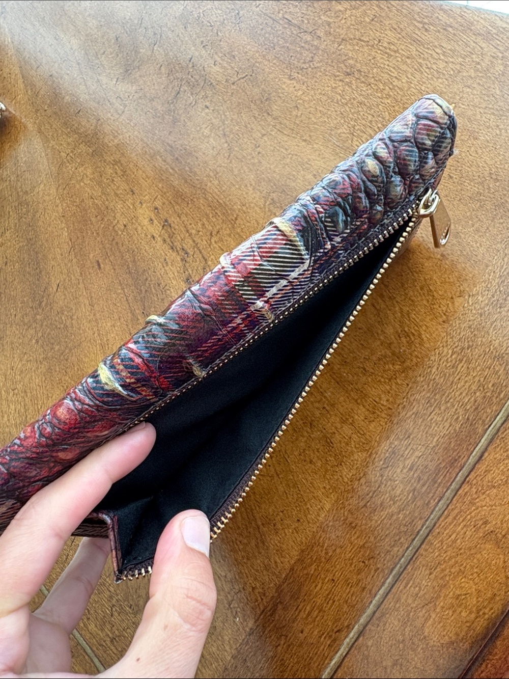 Brahmin Ady Wallet Flannel Melbourne Plaid Croc Embossed Leather Bifold - Picture 9 of 16